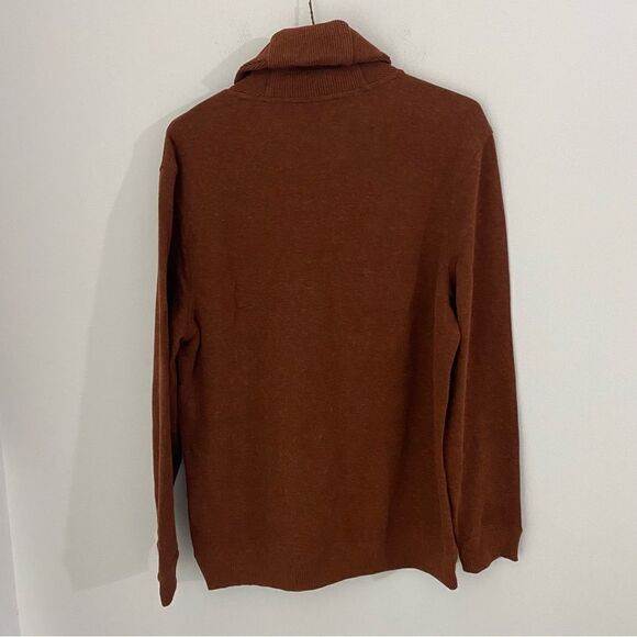Tasso Elba Men’s Shawl Neck Ribbed Knit Cotton Blend Sweater size L Brown - Picture 3 of 3